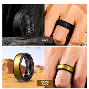 Egnaro Silicone Rings Men’s Multipack of Breathable Silicone/Wedding Rings Bands